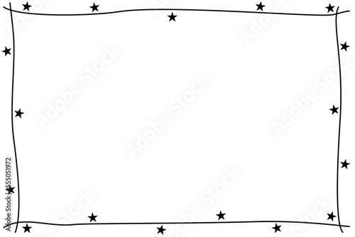 Vector - Cute border. Black line with mini star on white background. Can be use for any card, print, paper, web, banner, brochure. Copy space for any text design.