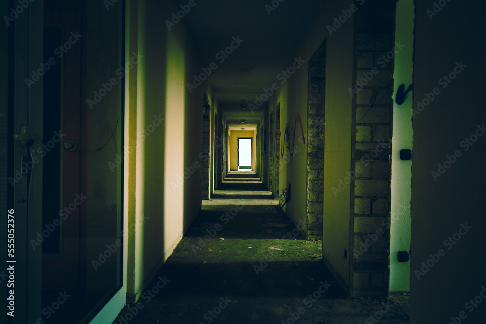 empty hallway in brightness and contrast 