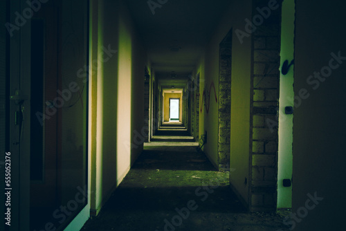 empty hallway in brightness and contrast 