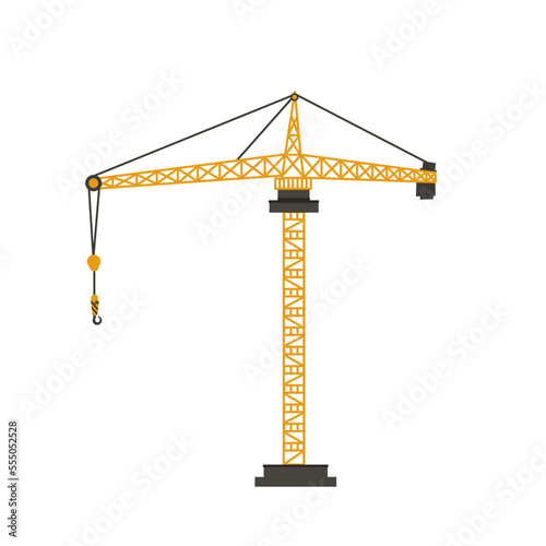 Construction equipment crane building construction. flat design vector illustration isolated white background