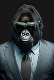 cool style animals in tuxedos and glasses portrait background, gorilla