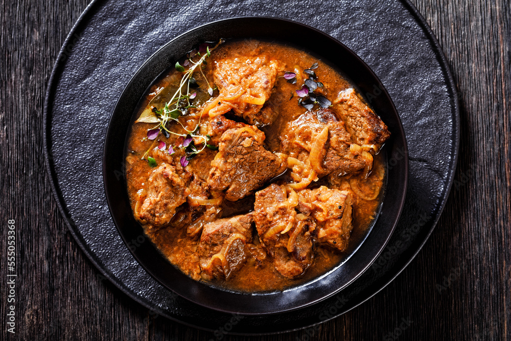 Flemish Stew, carbonnade, meet stew in bowl Flemish Stew, carbonnade, meet stew in bowl
