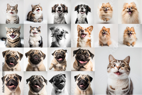 Collection of different dog and cat breeds