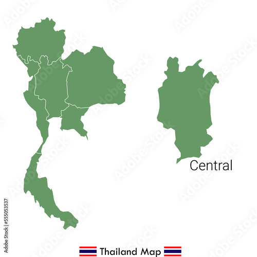 Thailand - Highly detailed illustrated map divided by regions. Central.