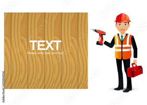 Set of flat engineer with different poses