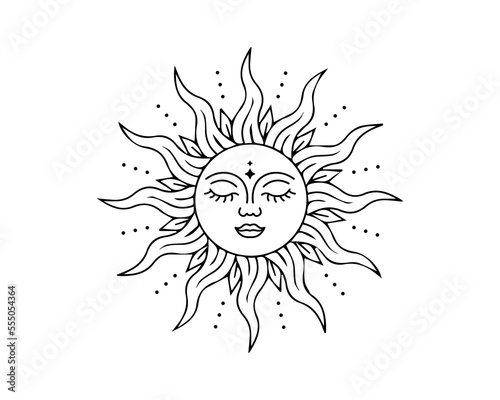 Celestial Sun Illustration, Vector Design for Fashion and Poster Prints, Tattoo Design, Sticker, Icon