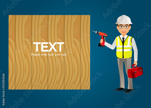 Set of flat engineer with different poses