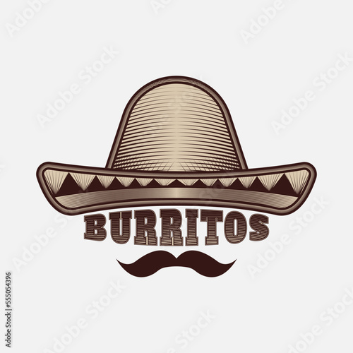 cowboy hat burritos Vector logo design Vintage.