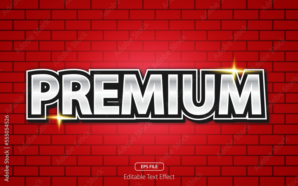 Premium editable text effect with bold font, metal color and wall background. Vector illustration Premium editable text effect with bold font, metal color and wall background. Vector illustration