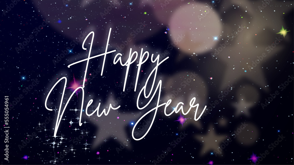Fototapeta premium Happy new year wish image with colourful sparkle background