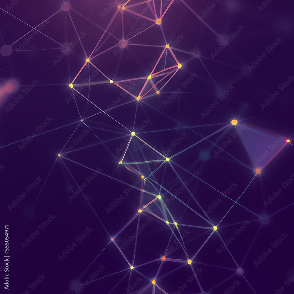 Abstract dark purple background with triangles. Generative AI illustration