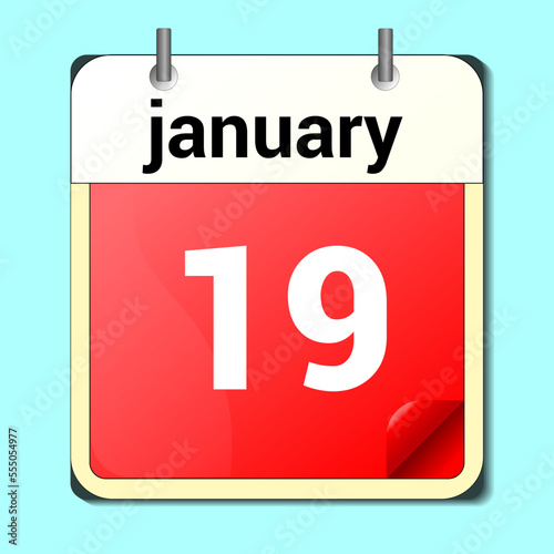 January 19 calendar date text on wooden blocks with blurred background park.