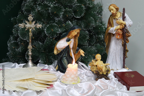 Statuettes of the Nativity. Crib, concept cheistmas photo