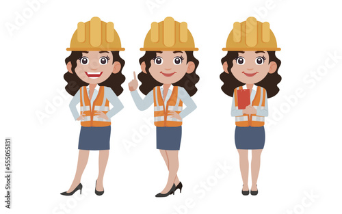 Set of engineer with different poses