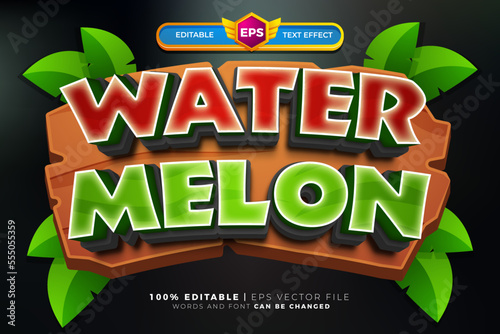 Water Melon cartoon adventure Bold 3D Editable text Effect Style