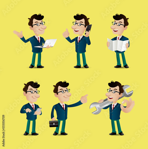 Big nose people Set - men with different pose