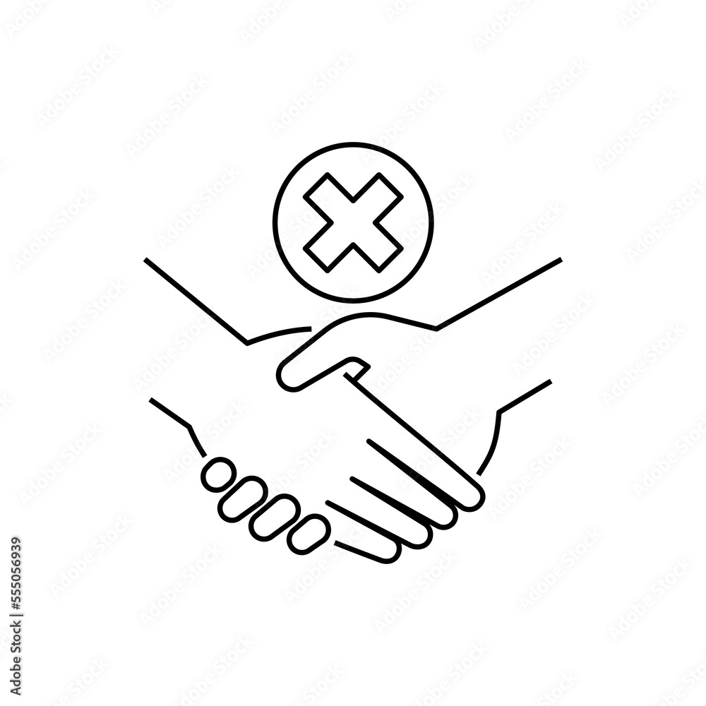 Job loss, failure, reject, conflict thin line icon. Handshake with ...