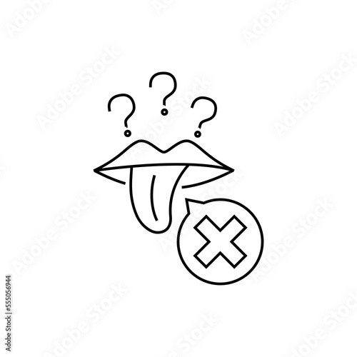 Taste loss, anosmia thin line icon. Long covid. Vector illustration.
