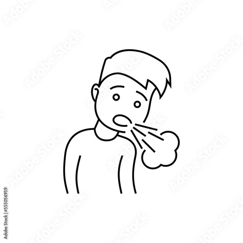 Dyspnea, asthma, coughing thin line icon. Difficulty to breath. Vector illustation.