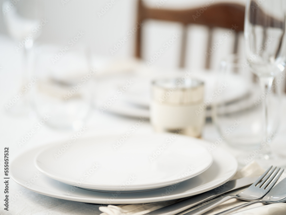 Beautiful table setting in white colors Beautiful table setting in white colors