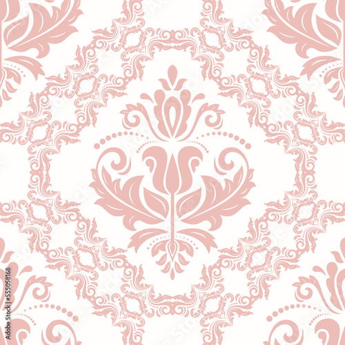 Orient classic pattern. Seamless abstract background with vintage elements. Orient pink and white background. Ornament for wallpaper and packaging