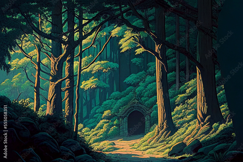 porte secrète dans la forêt Stock Illustration | Adobe Stock