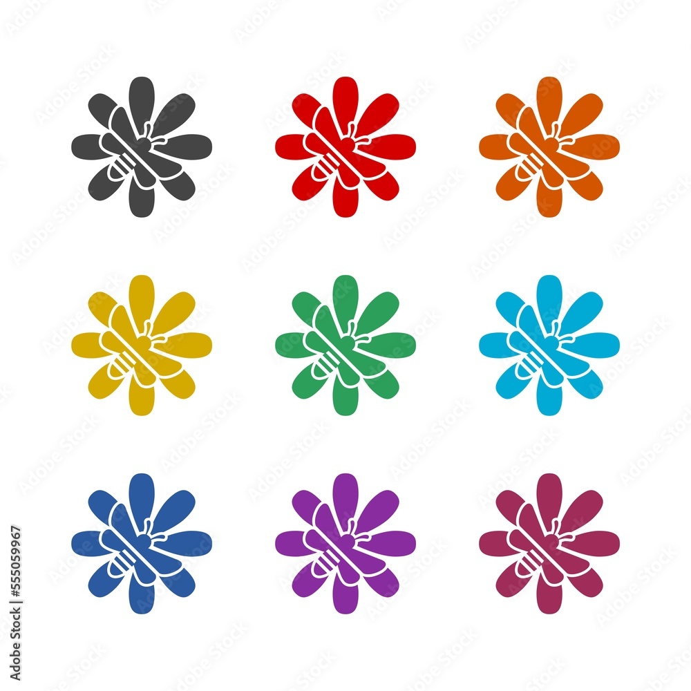 Honey Bee Logo icon isolated on white background. Set icons colorful Honey Bee Logo icon isolated on white background. Set icons colorful
