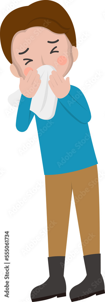 Man snot, cold, flu, virus cartoon comic character vector Man snot, cold, flu, virus cartoon comic character vector