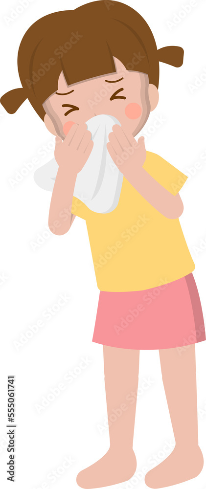 Girl, child, snot, cold, flu, virus cartoon comic character vector Girl, child, snot, cold, flu, virus cartoon comic character vector