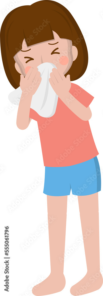 Woman snot, cold, flu, virus cartoon comic character vector Woman snot, cold, flu, virus cartoon comic character vector