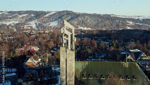 Drone Aerial Winter Architecture Church Shot
