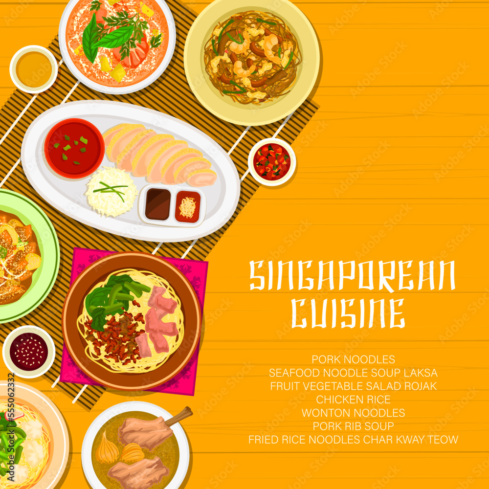 Vettoriale Stock Singaporean Cuisine Menu Cover Restaurant Dishes And vettoriale-stock-singaporean-cuisine-menu-cover-restaurant-dishes-and