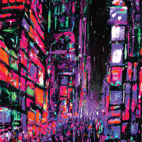 Expressive Vector Oil Paint Times Square 3