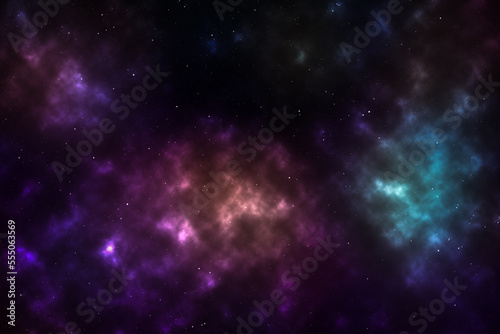 Space galaxy with stars and nebula. Blue and purple abstract background