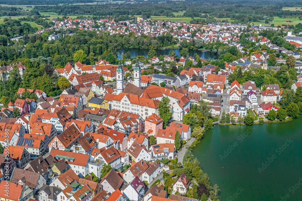 Ausblick auf die historische Altsstadt von Bad Waldsee in Oberschwaben