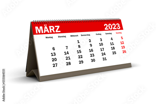 März 2023 - Tischkalender freigestellt