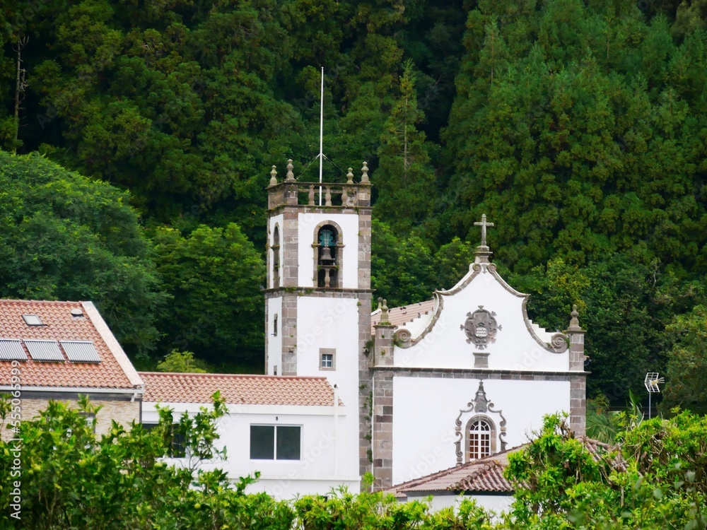 Eglise Igreja de Santa Ana dans la ville de Furnas sur l'île de Sao Miguel dans l'archipel des Açores au Portugal. Europe