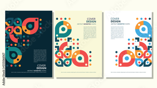 Abstract flat geometric shapes cover design