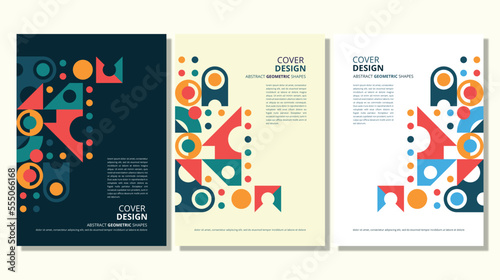 Abstract flat geometric shapes cover design