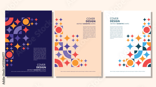 Abstract flat geometric shapes cover design
