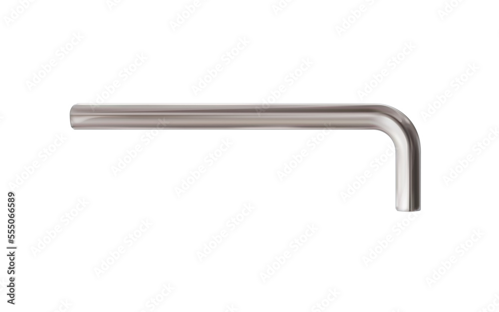 Fototapeta premium Realistic Hex or inbus key, chrome tool isolated. Png.