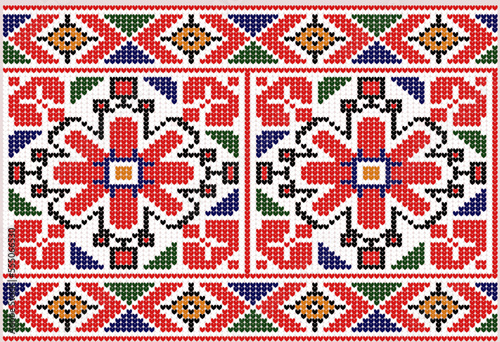 Vector image "Traditional Bulgarian embroidery with flowers" 