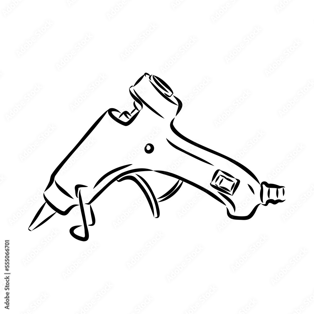 glue gun line vector illustration, isolated on white background.top view glue gun line vector illustration, isolated on white background.top view