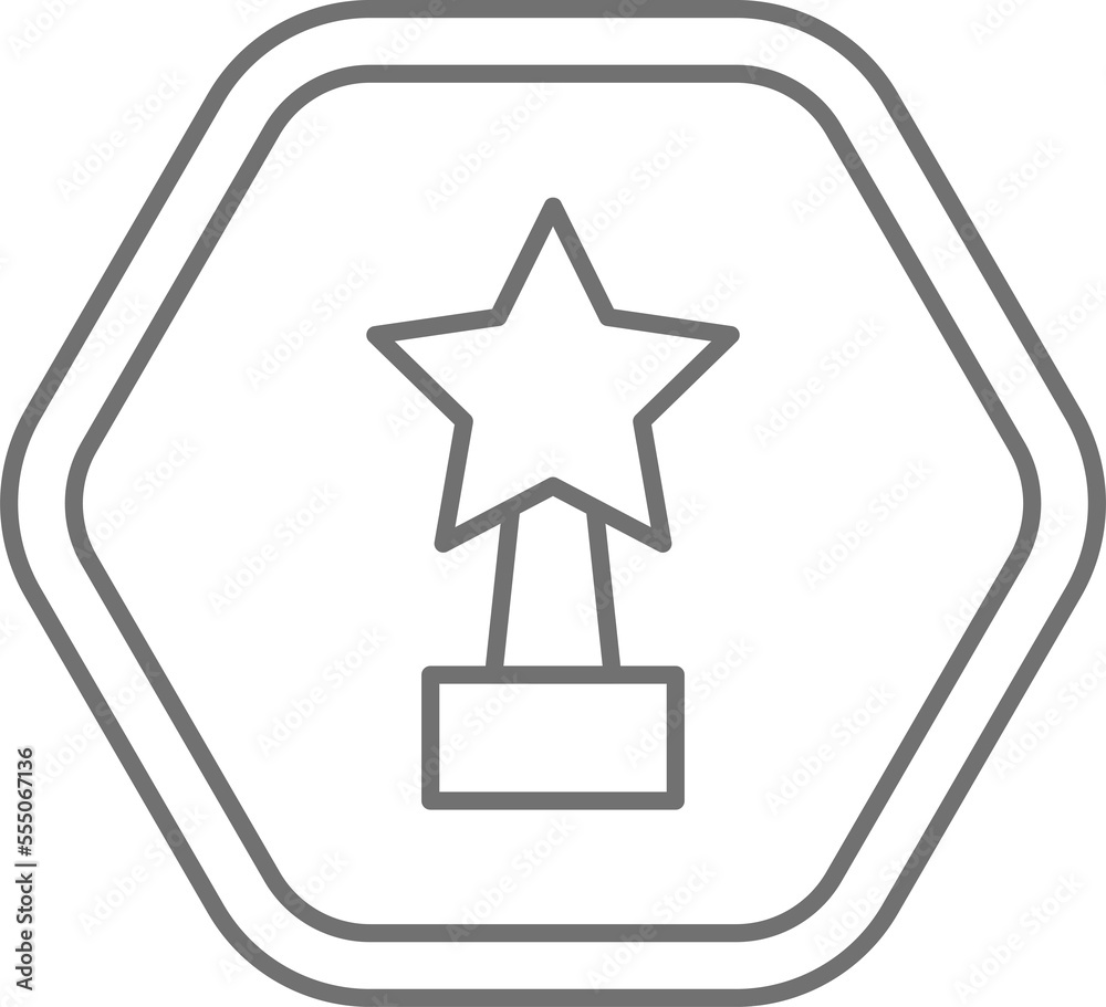 Black hexagon logo black thin line icon vector, trophy with stars Black hexagon logo black thin line icon vector, trophy with stars