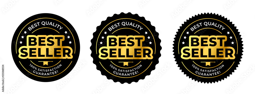 label best seller in golden round design. elegant and luxury for label, sticker, icon, symbol, tag. vector illustration