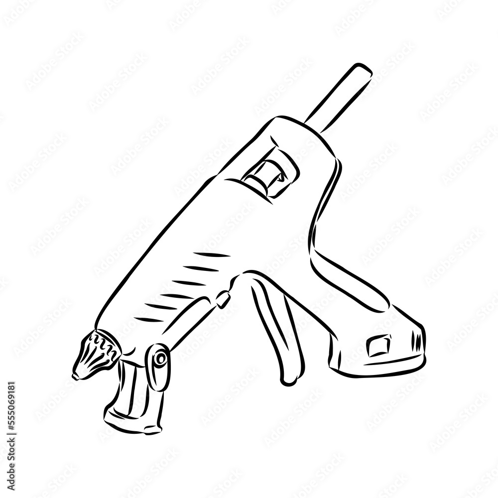 glue gun line vector illustration, isolated on white background.top view glue gun line vector illustration, isolated on white background.top view