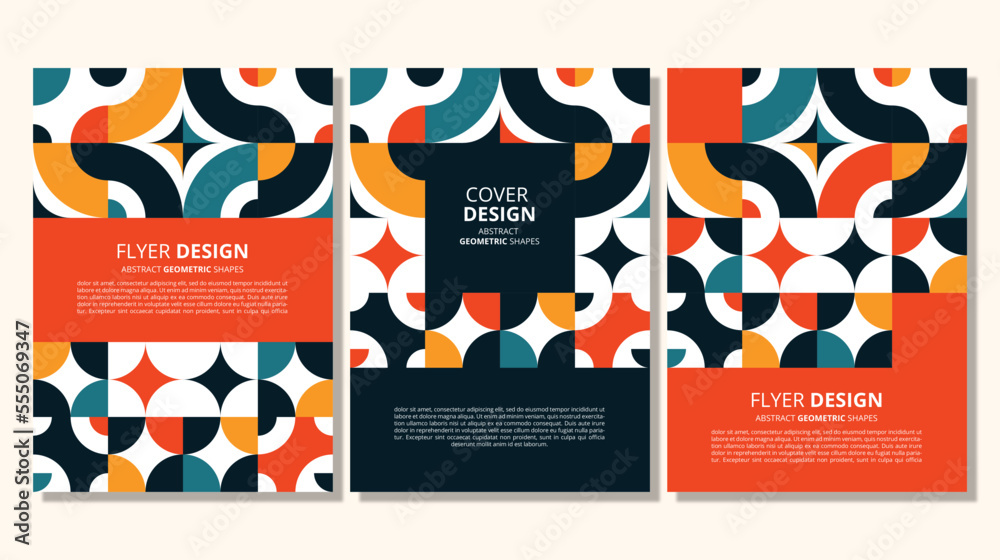 Obraz premium Abstract flat geometric shapes cover design