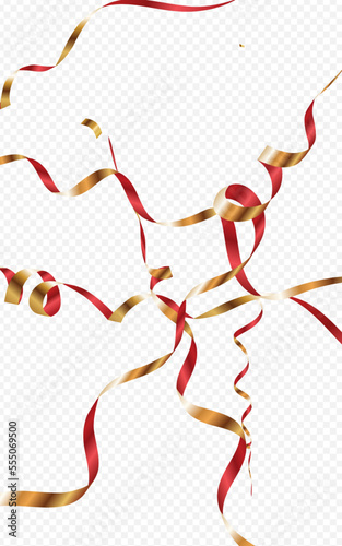 Red and Gold Streamer Flying Vector Transparent