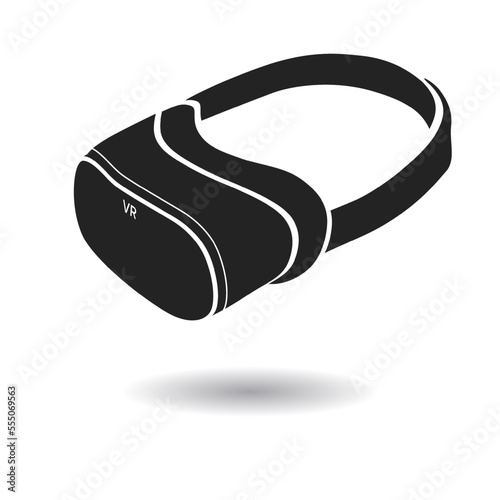 3d VR Headset illustration. Vector Virtual Reality technology digital glasses. Innovation device. Black and white