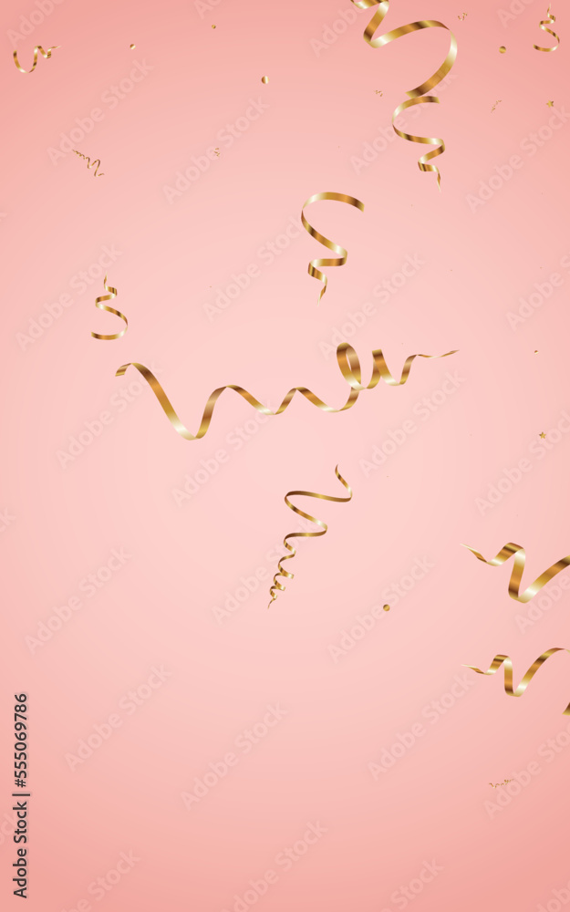 Golden Streamer Shiny Vector Pink Background. Golden Streamer Shiny Vector Pink Background.
